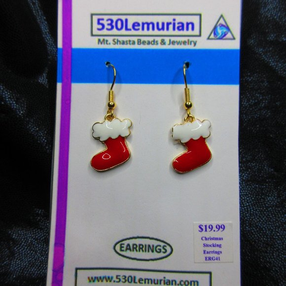 Christmas Stocking Christmas Festive Dangle Earrings - Picture 1 of 3